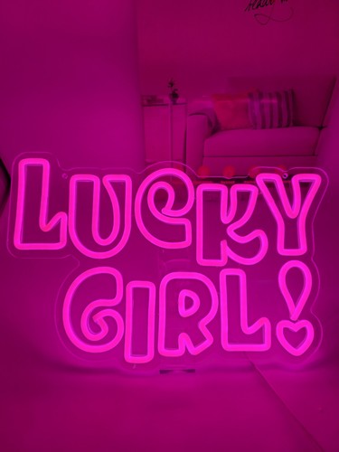 Lucky Girl Neon LED Neon Wall Light Sign USB Powered Female Bedroom Shecave Sign - Picture 2 of 7