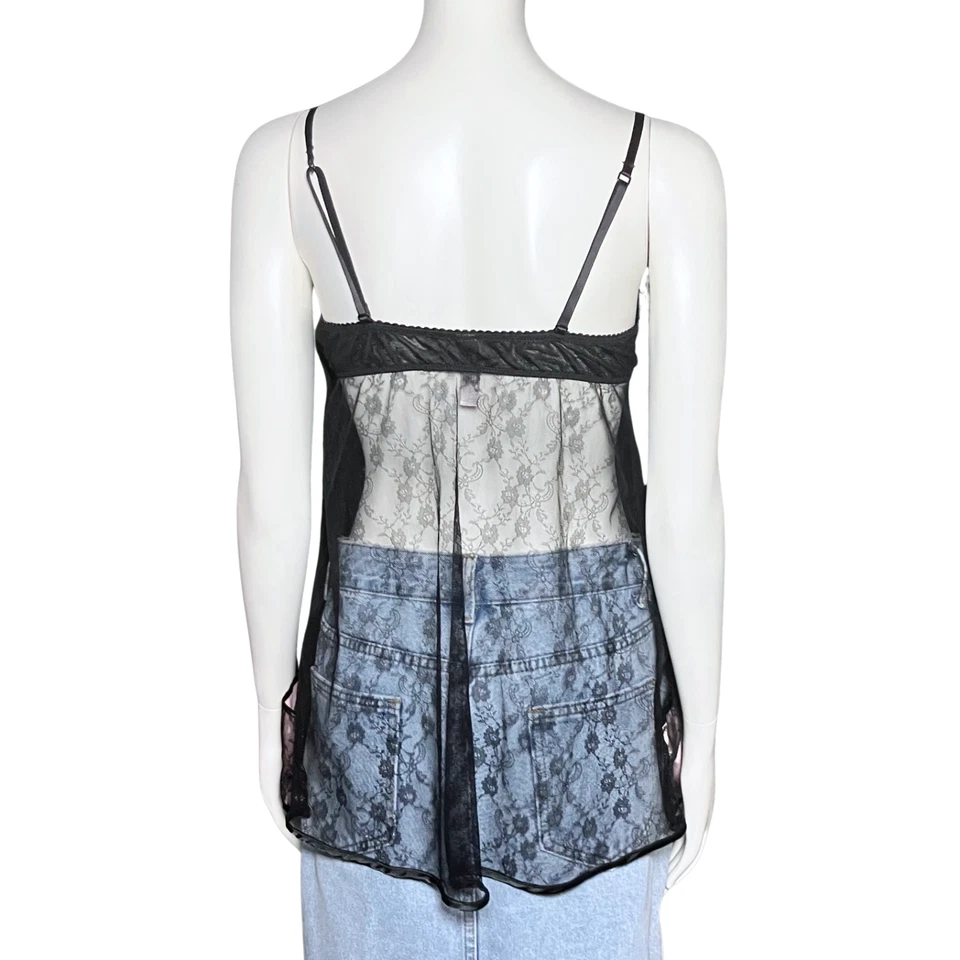 Top Babydoll Y2K Victoria’s Secret rosa encaje negro transparente. 36C Mediano. Coqueta Foto 4 de 4