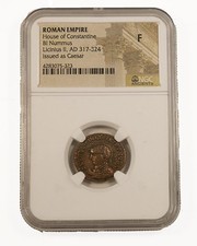 Roman Bronze Ae Coin Licinius II (AD 317-324) NGC Fine Graded 🇮🇩