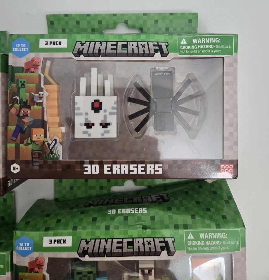 Gomas de borrar Minecraft 3D 4 cajas de 3-Pk 12 piezas coleccionar figuras de juguete LEER Foto 4 de 4
