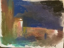 9x12 Cityscape London Pastel Painting Tonalism On Paper Original Signed