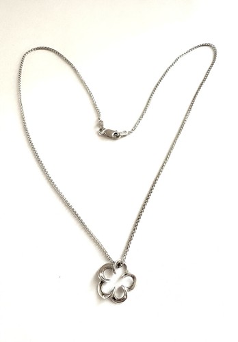 MI Signed 14K White Gold Flower Slide Pendant 16" Necklace Chain 3.62 grams - Picture 8 of 18