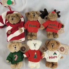 Lot of 6 Boyds Bears Plush Mini Christmas Ornaments – Holiday Sweater Bears &...