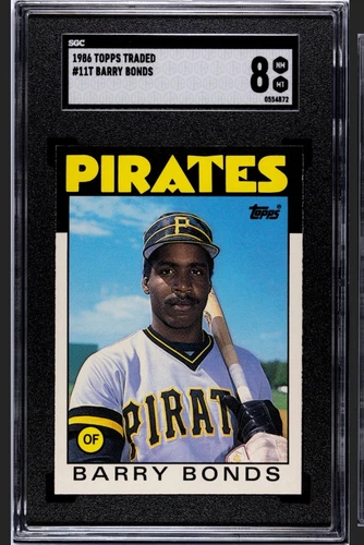 1986 Topps Traded BARRY BONDS (RC) Rookie Card #11T Pittsburgh Pirates SGC 8