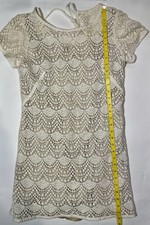 Off White Lace/Shell Cutout Short Sleeve Mini Dress