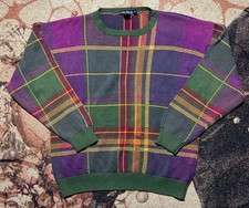 VINTAGE Nautica Pattern Knit Sweater Large 100 Cotton