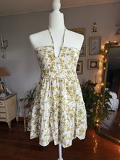 Cream And Olive Women’s Floral Fashion Nova Mini Summer Dress Size M