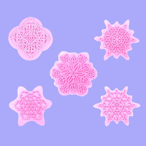 5 Pcs Biscuit Mold Christmas Cookie Molds Stamps for Baking Cookies