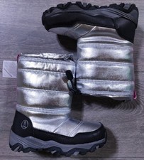 Lands End Boots Girls Size 10 Silver Insulated Winter Snow Boots Kids