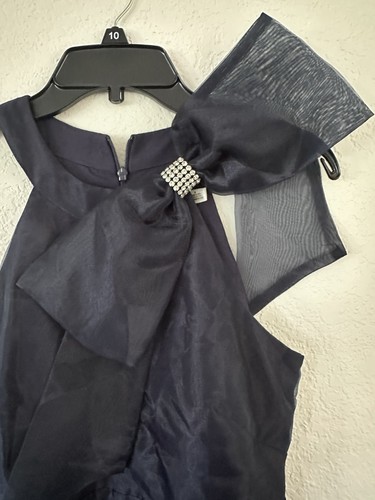 Eliza J Women's Bow-Neck Sleeveless Wide-Leg Party Evening Jumpsuit Navy Blue 4 - Picture 6 of 9
