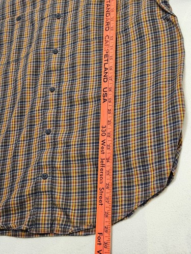 Patagonia Organic Cotton Blue Orange Yellow Plaid Flannel Men’s Size L Large - Picture 8 of 13