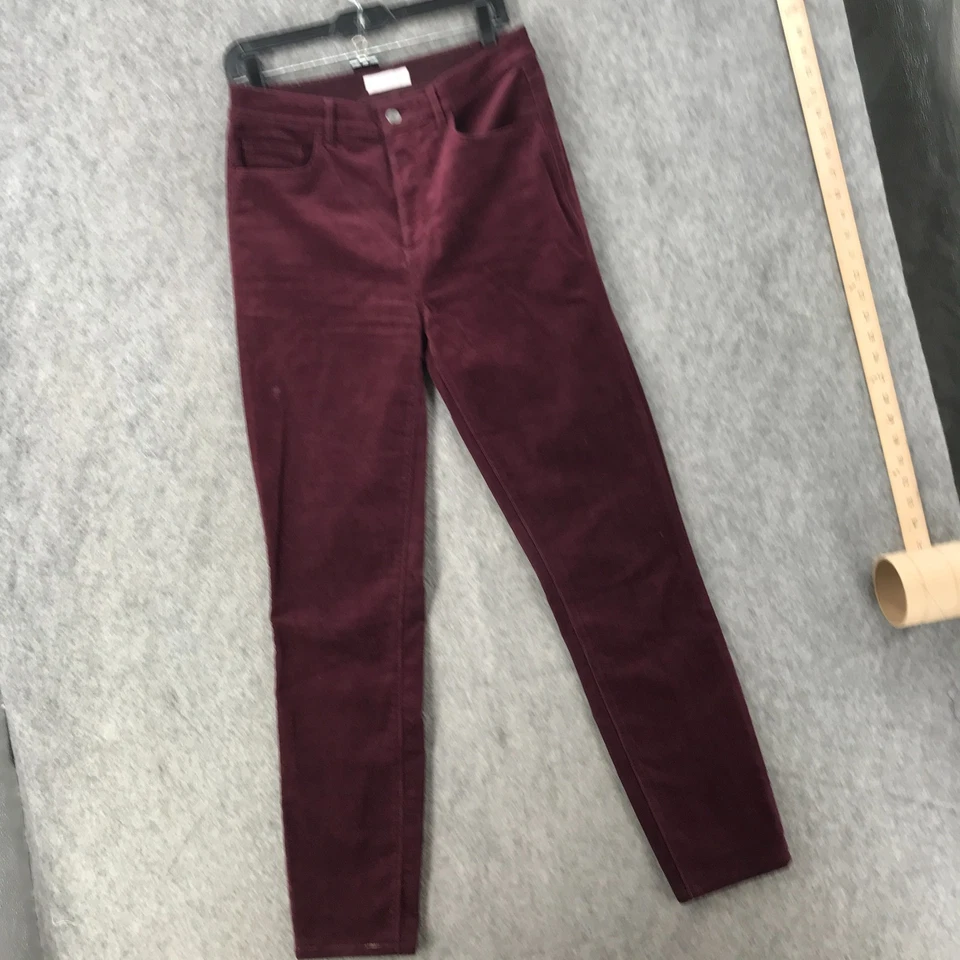 Ann Taylor Loft Mujer 28/6 Púrpura Borgoña Pana Ajustada Mezcla de Algodón Elástico Foto 2 de 4