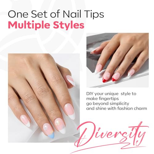 Press on Nails, 150 Pcs French Tip Press on Nails, NailBoxie Pink Almond - Picture 5 of 6
