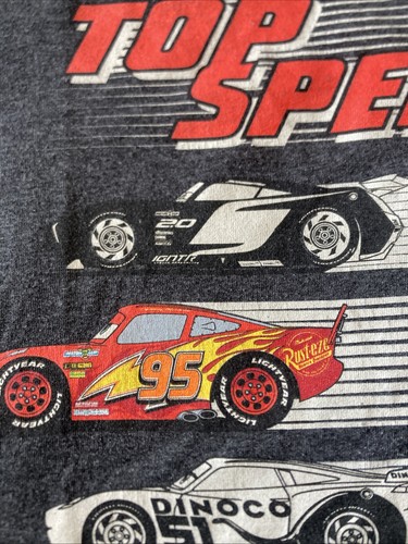 Disney Cars Lightning McQueen “Top Speed” Graphic T-Shirt Kids Size L 10/12 - Picture 3 of 9