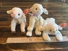 New Vintage Ty Beanie Baby Lambs Sheep Lot of 3 Fleece Fleecie Ewey
