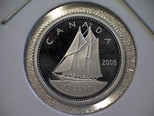 2006 Canada  0.925% Silver 10 Cent Coin