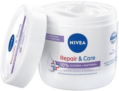 NIVEA Repair & Care Creme parfümfrei (400ml), 400 ml (1er Pack), weiß 