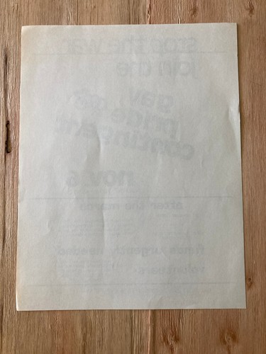 STOP THE WAR/GAY PRIDE CONTINGENT protest flyer 11/6/1971 San Francisco LGBTQ - Picture 2 of 2