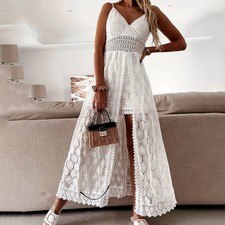 Women's Summer Elegant Lace Jumpsuit - V-Neck Sleeveless Romper With Intricate D