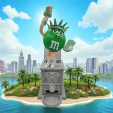 M&M World - Ms Liberty Statue of Liberty - Green w/ GoGo Boots - Candy Dispenser