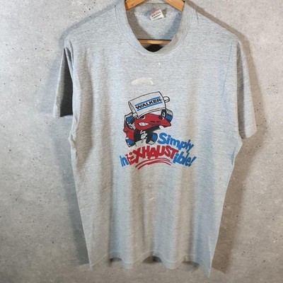 Vintage Fruit Of The Loom Walker Exhaust 90s Single Stitch T-Shirt Herren L grau