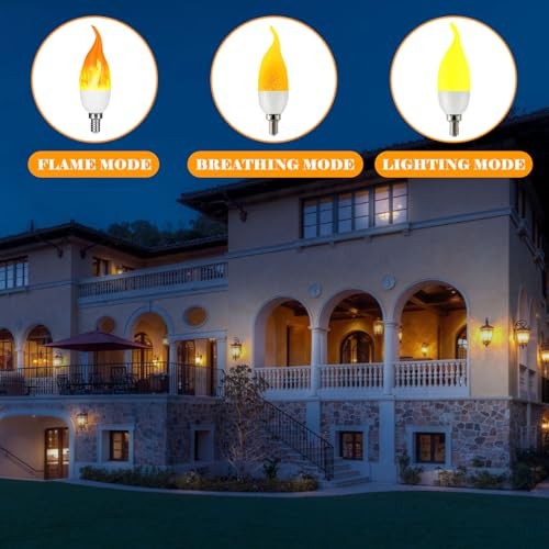 E12 LED Flickering Candelabra Flame Effect Light Bulbs - Upgrade Flicker 8 - Picture 5 of 6