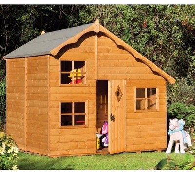 Childs Playhouse Kids Swiss Cottage Wooden Log Cabin Outdoor