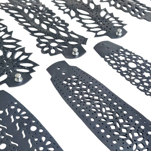 Black Laser Cut Faux Leather Bracelet Anklet One Size FREE POSTAGE - Picture 3 of 18
