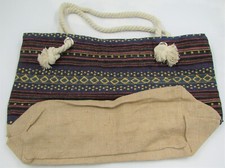 Burlap Tote/Beach Bag, Colorful, Lined, Zippered Closure