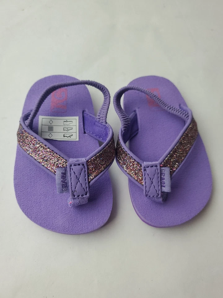 Teva Toddler  Purple And Silver Glitter Slide Rubber  Sandals Size 4C - Image 2 of 4