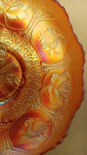 FENTON DRAGONS AND LOTUS MARIGOLD CARNIVAL GLASS BOWL - Picture 3 of 6