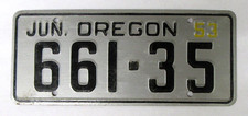 1953 OREGON Wheaties metal bicycle license plate cereal premium Nr Mint