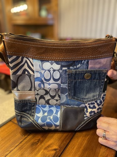 coach denim patchwork purse