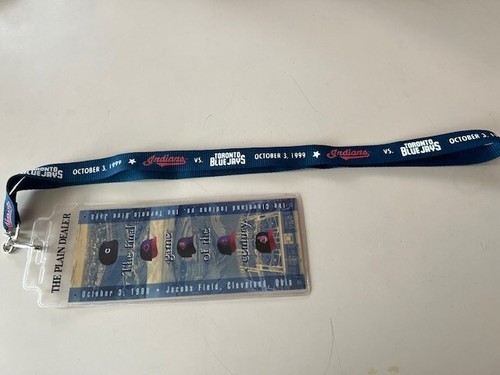 Oct. 3 1999 Cleveland Indians ticket LAST GAME OF THE CENTURY with lanyard - Picture 2 of 3