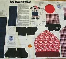 Hang Around Snowman Fabric Panel Cut Sew Christmas Wall Hanging Craft Project