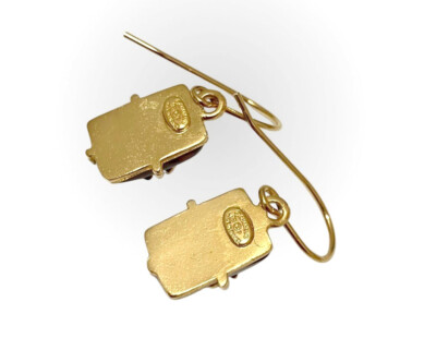 CHANEL CC Logos Red Gripoix Stones Hook Earrings Gold Tone