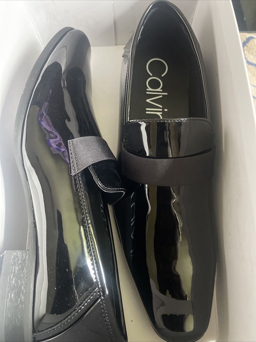 Calvin Klein Men's Demetrius Patent Leather Tuxedo Loafers Black size 10 - Main Image