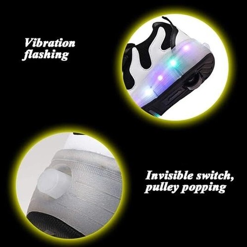 Tacones de Rueda Niños LED Rodillo Zapatos Ruedas Individuales Retráctiles Skateboarding - Imagen 18 de 26