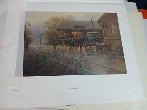 G. Harvey KATY DEPOT 15x22 S/N Unframed Paper Cowboy Art Print COA & Folio MINT - Picture 2 of 3