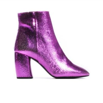 L'Intervalle Madrid Fuchsia Pink Metallic Cracked Leather Ankle Boots Size 37