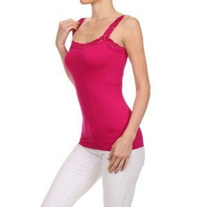 Women-039-s-Camisole-Lace-Tank-Top-Long-Soft-Stretchy-Casual-Scoop-neck-Raspberry