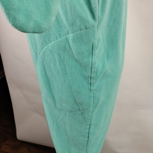 Nick & Nora Medium One Piece Pajamas Mint Green Owl Hooded Zipper Wing Sleeves - Picture 12 of 17