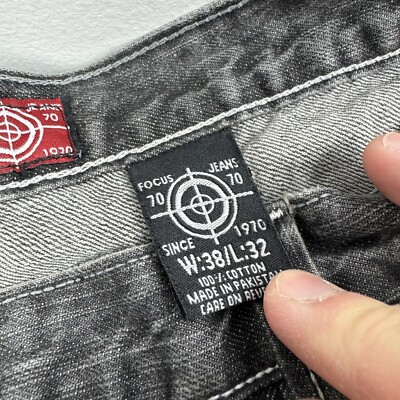 Y2K Focus 70 Jeans Adult 38x32 Black Baggy Relaxed Wide Leg Y2K Focus 70 Jeans Adult 38x32 Black Baggy Relaxed Wide Leg