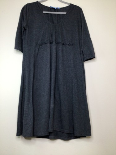 Simply Vera Vera Wang Women's Medium Grey Round Neck 3/4 Sleeve Dress - Picture 7 of 13