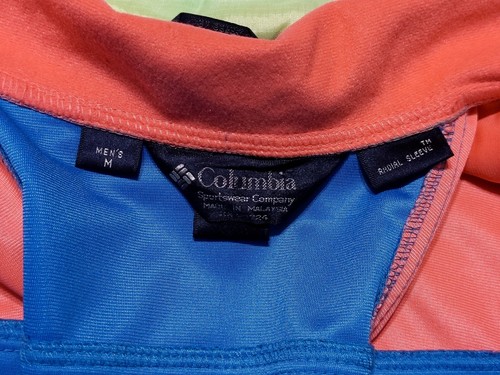 Vintage COLUMBIA Radial Sleeve Jacket 1990s Neon Blue Pink Yellow Men's Medium M - Picture 2 of 10