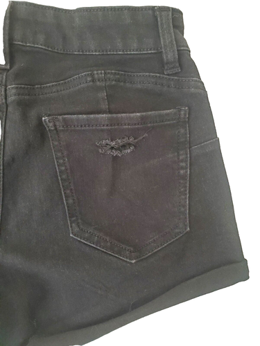 CHARLOTTE RUSSE JEAN SHORTS BLACK WASH DISTRESSED CUFFED SIZE 3 - Picture 7 of 9