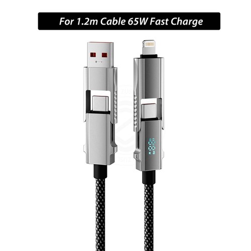 Charger Cable USB A Type C Light PD 65W 4 in 1 Display Data For Samsung Apple - Picture 10 of 10
