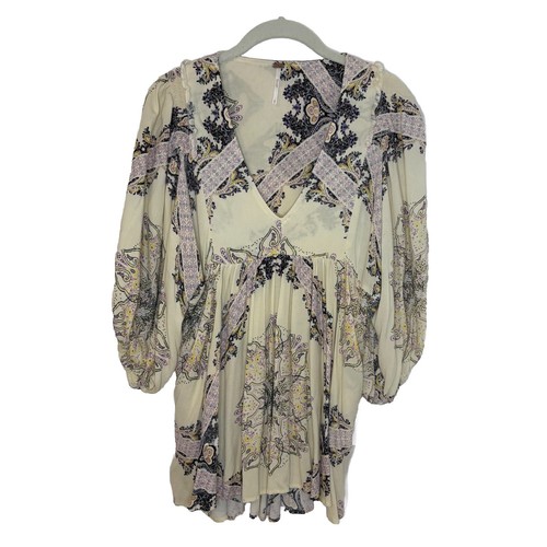 Free People Girl Talk Dress Tunic In Ivory Combo Size XS Bohemian Boho Flowy - Picture 2 of 22
