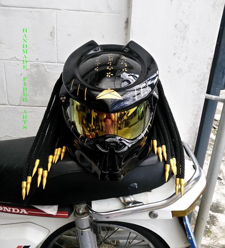 BLACK CUSTOM PREDATOR MOTORCYCLE HELMET - Picture 10 of 10