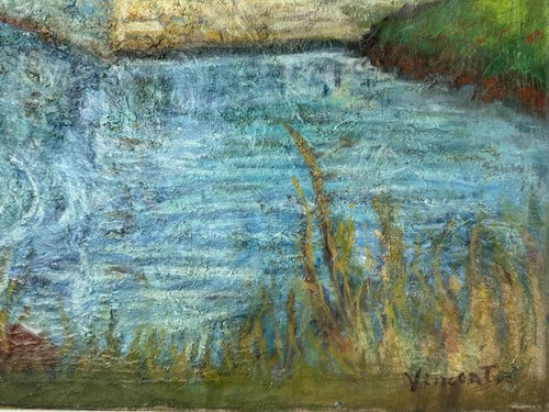 Vincent Van Gogh (Handmade) Acrylic On Canvas Signed & Stamped Painting, Vtg Art - Picture 2 of 4